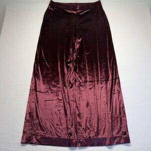 WHBM Liquid Velvet Wide Leg Pants Cabernet Wine High Rise NWT L Stretch